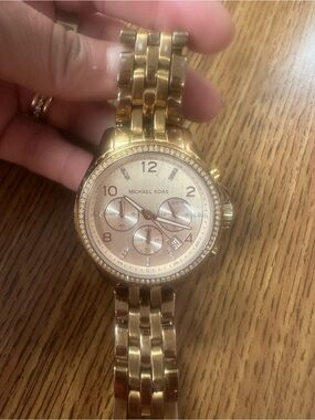 Michael Kors Rose Gold Crystal-Accent Chronograph Watch